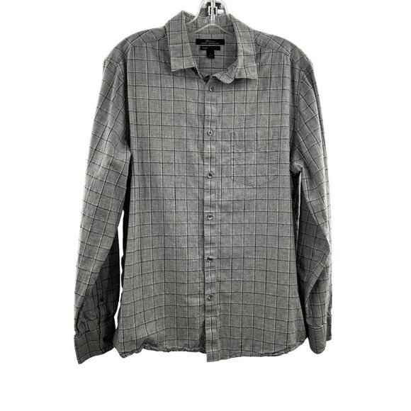 Marc Anthony Men's Button Down Gray/Multi Window Pane Shirt Large Slim Fit - Picture 1 of 9